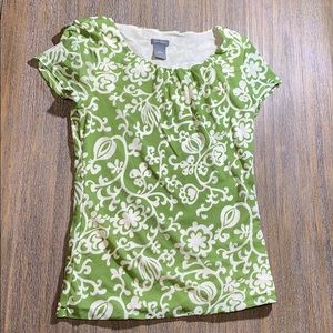 Ann Taylor Green Flower blouse Size M